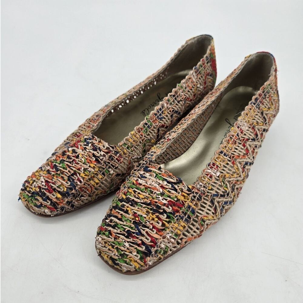 Vintage 80s Artsy Margaret Jerrold Woven Eclectic Boho Flats Sz 7